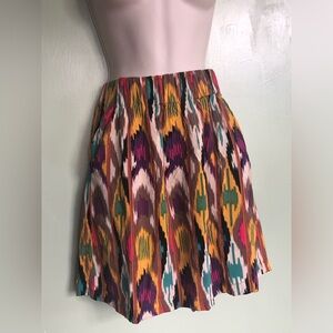 Cabi Womens Skirt Small Multi Color Elastic Waist Short W Pockets, Boho Beach